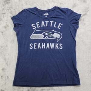NFL Team Apparel Top Womens L Blue Seattle Seahawks Scoop Neck Tee Football